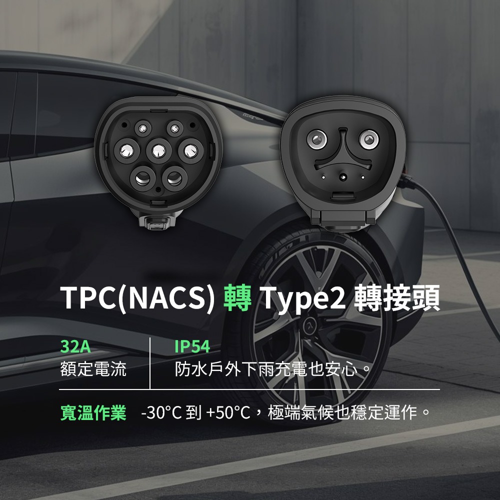 【綠行家】特斯拉TPC(NACS)充電槍 轉 Type2(CCS2車端插口) 專用轉接頭-細節圖2
