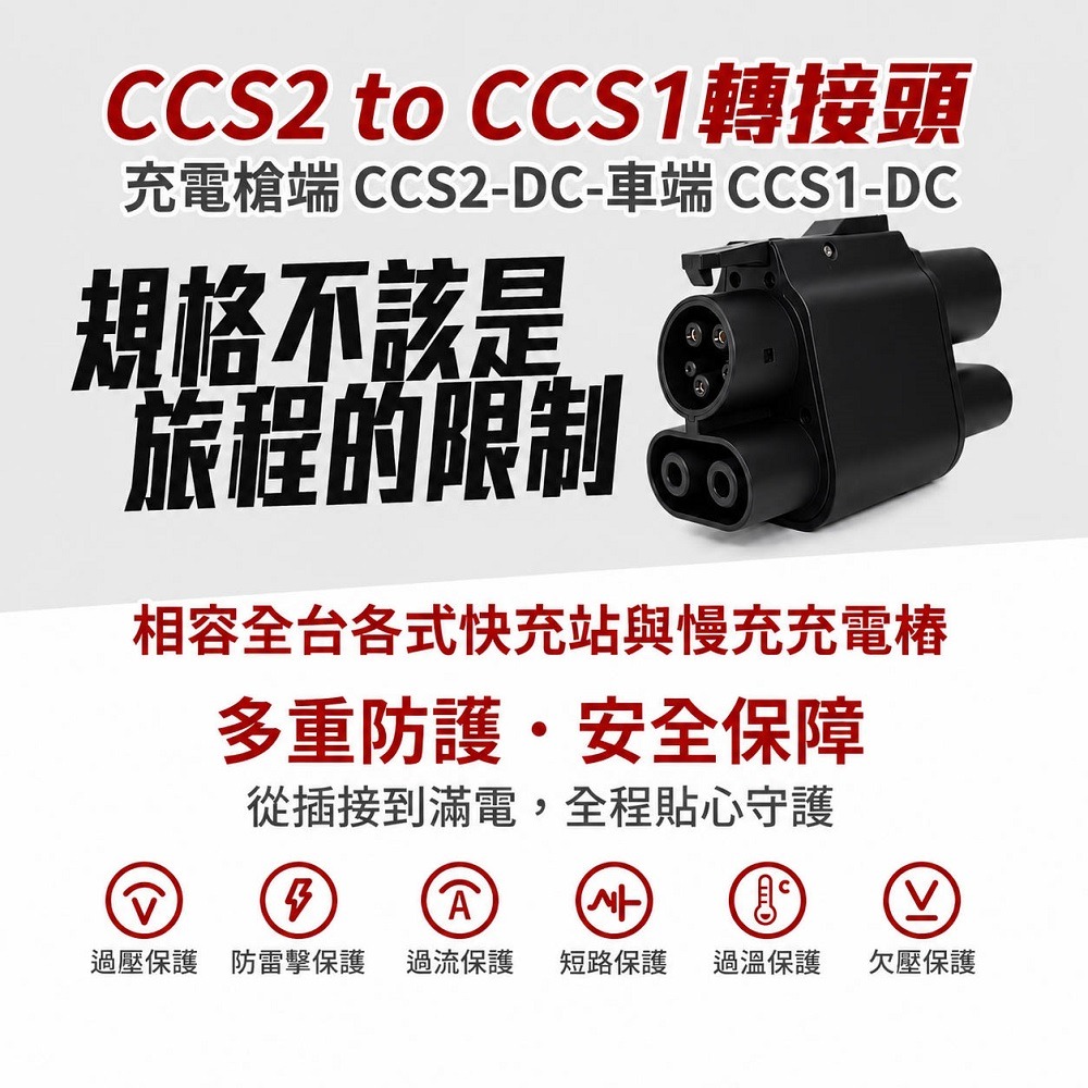 【綠行家】CCS2 to CCS1 電動車充電轉接頭 歐規轉美規 快充+慢充 充電槍轉接(TYPE2 to J1772)-細節圖2