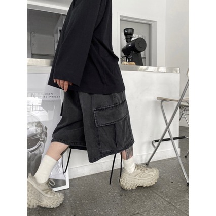 【PORY STORE】🇰🇷韓國 city boy 重磅 水洗 刷色 大口袋 工裝 牛仔 短褲 工裝褲 牛仔褲-細節圖2
