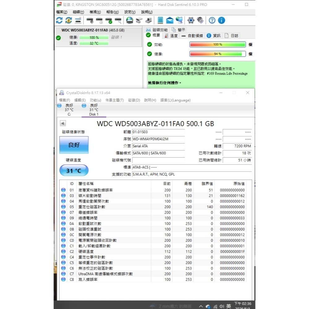 WD5003ABYZ 500GB 500g 企業級硬碟 3.5吋桌上型硬碟 時數少-細節圖2