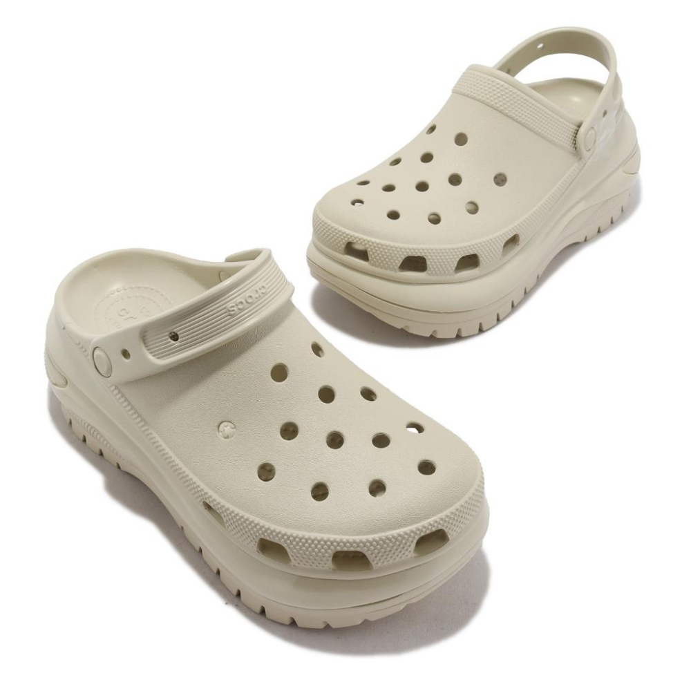 Crocs 涼拖鞋 Classic Mega Crush Clog 男女鞋 骨白色 超厚底 光輪克駱格 卡駱馳 2079-細節圖6