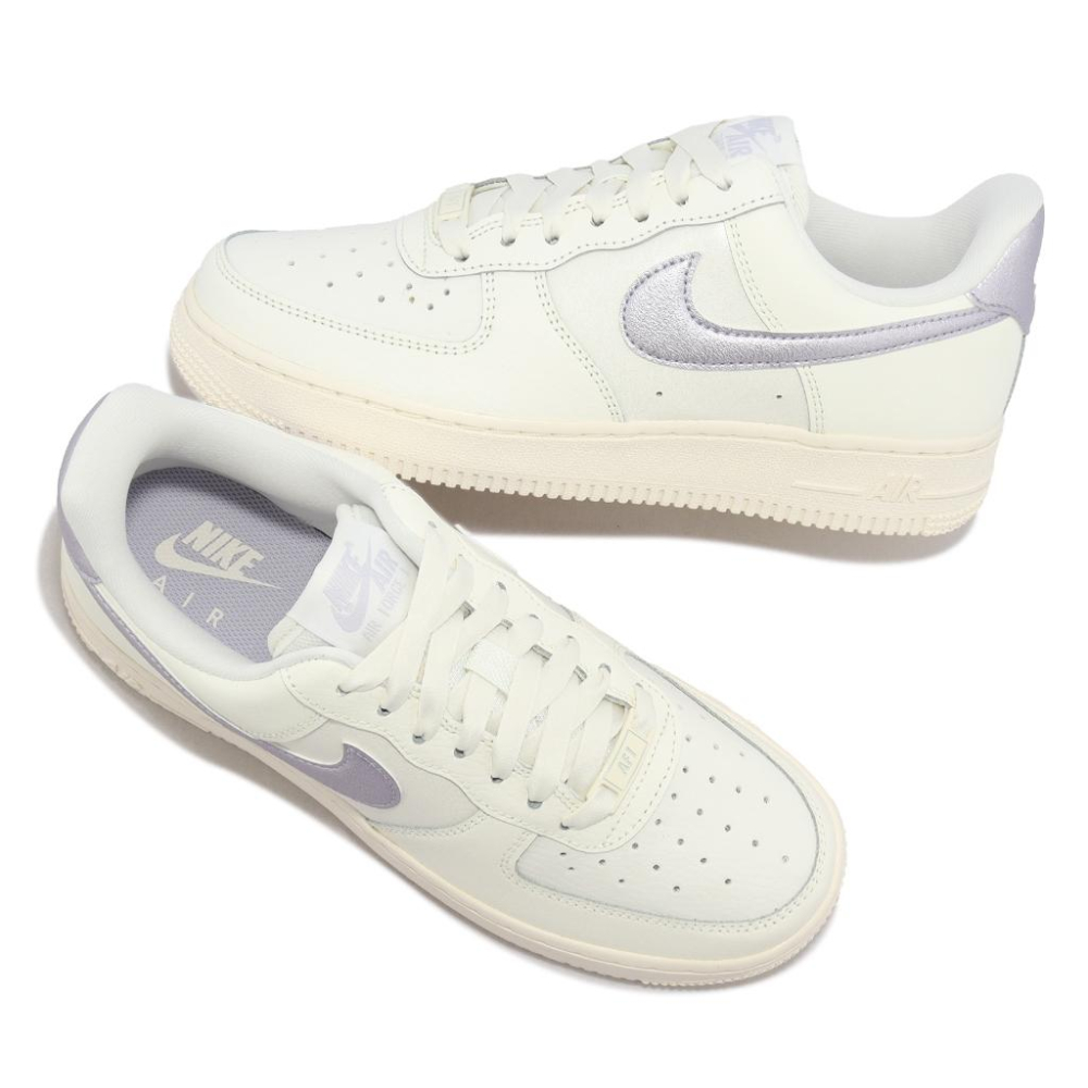 Nike 休閒鞋 Wmns Air Force 1 07 ESS 米白 紫 金屬感 女鞋 AF1 DV7470-100-細節圖6