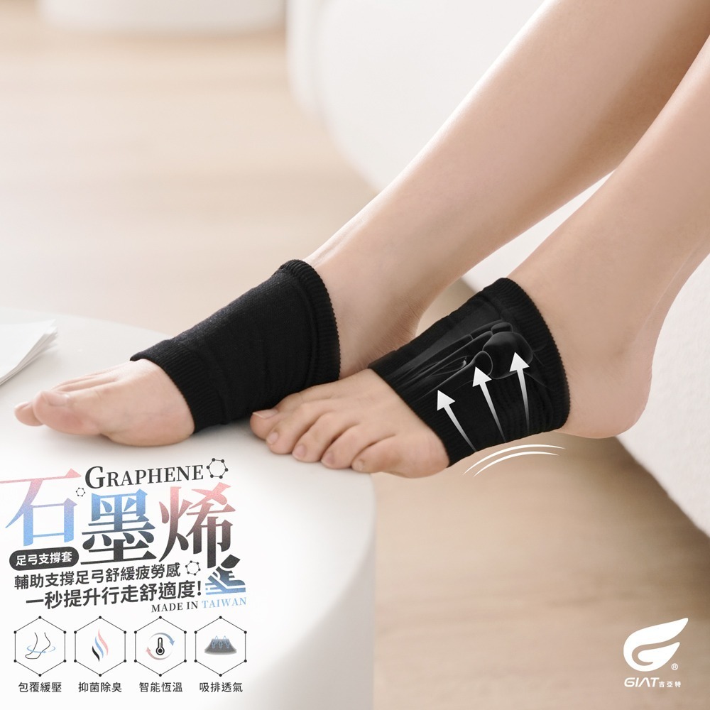 【限時購】GIAT吉亞特｜石墨烯緩壓足弓支撐套(2雙組)-細節圖2