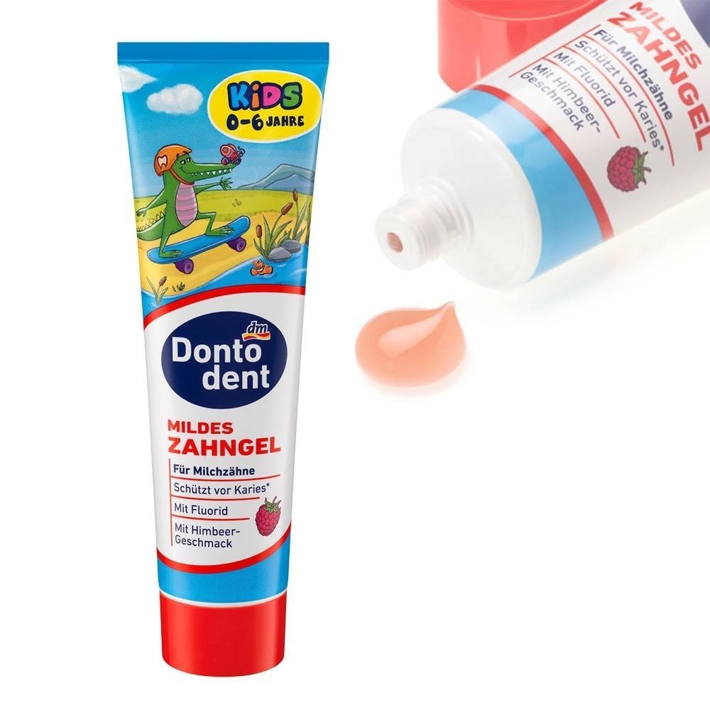 德國Dontodent兒童牙膏（覆盆子口味）0-6歲專用-有中標-細節圖2