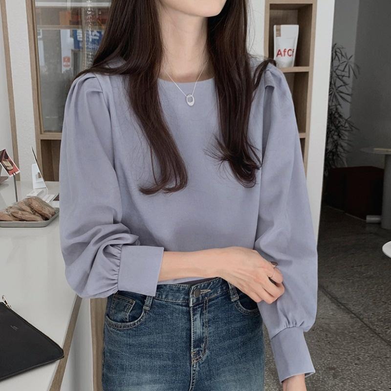 【D.studio】韓版簡約氣質百搭設計感長袖上衣 長袖t恤 女裝 衣服 秋冬女裝 保暖上衣【W201】-細節圖2