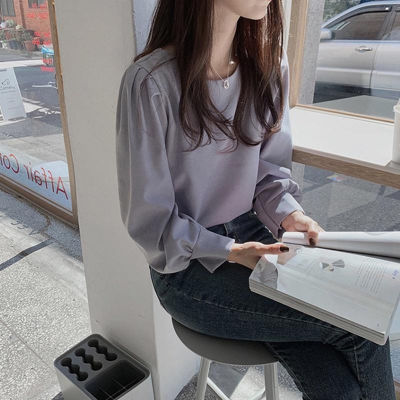 【D.studio】韓版簡約氣質百搭設計感長袖上衣 長袖t恤 女裝 衣服 秋冬女裝 保暖上衣【W201】-細節圖4