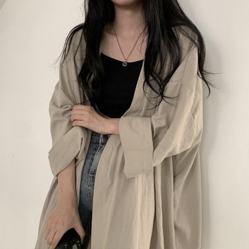 【D.studio】韓版慵懶寬鬆中長款外套 女裝 上衣 外套【J172】-細節圖2