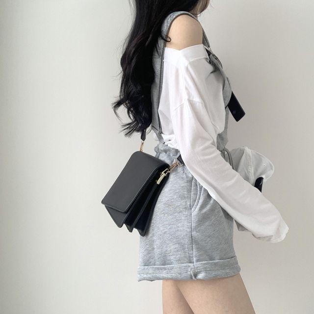 【D.studio】韓版休閒百搭收腰寬鬆背帶短褲【S140】-細節圖4