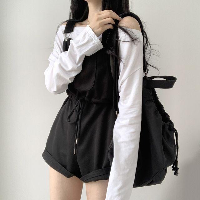 【D.studio】韓版休閒百搭收腰寬鬆背帶短褲【S140】-細節圖9