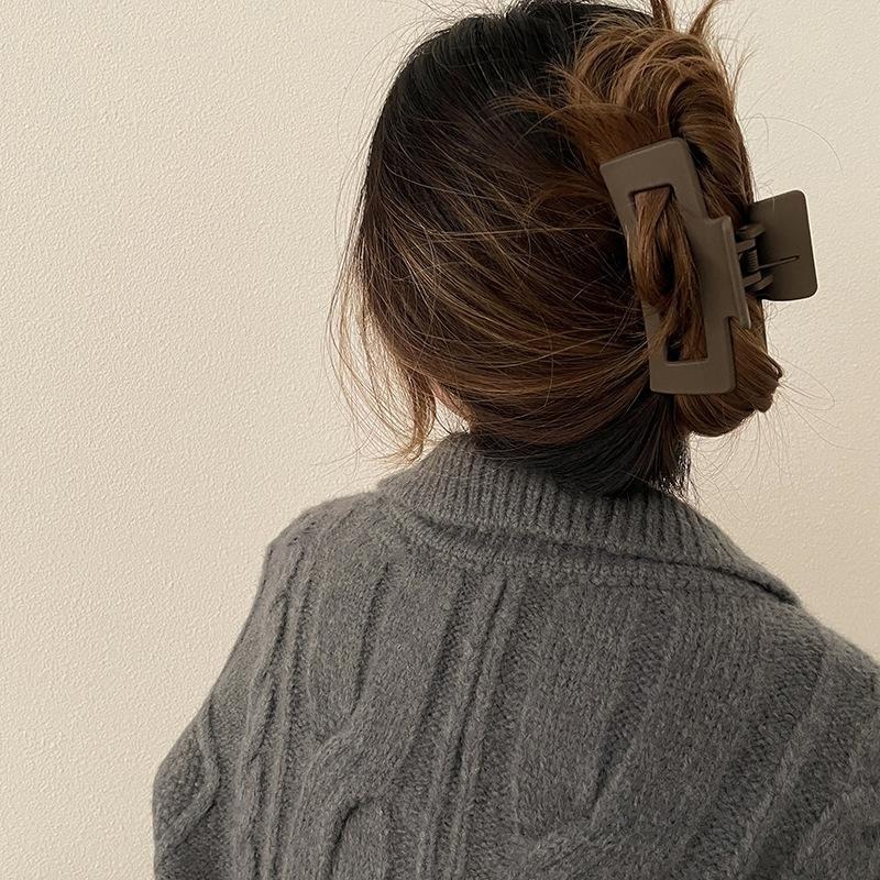 【台灣發貨】韓版氣質簡約風磨砂方型鯊魚夾【N106】-細節圖3