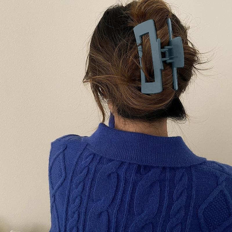 【台灣發貨】韓版氣質簡約風磨砂方型鯊魚夾【N106】-細節圖5