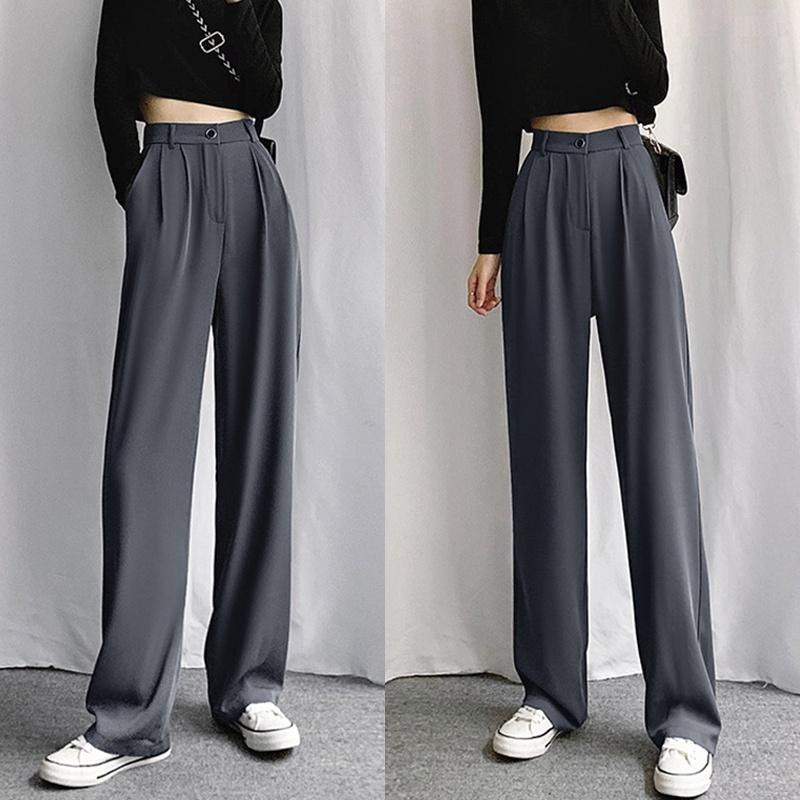 【D.studio】韓版直筒垂墜感寬鬆西裝寬褲 寬褲 褲子 女裝 休閒褲 直筒褲【P130】-細節圖2