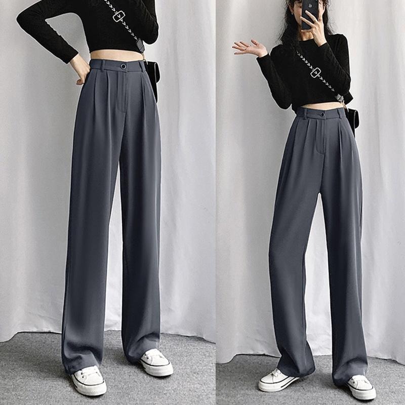 【D.studio】韓版直筒垂墜感寬鬆西裝寬褲 寬褲 褲子 女裝 休閒褲 直筒褲【P130】-細節圖4