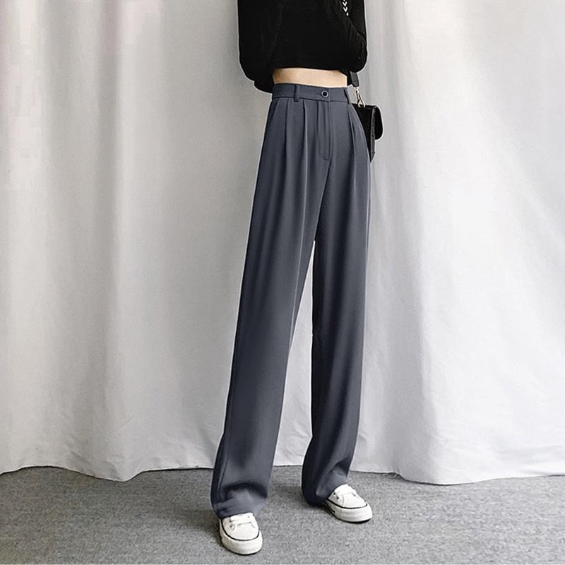 【D.studio】韓版直筒垂墜感寬鬆西裝寬褲 寬褲 褲子 女裝 休閒褲 直筒褲【P130】-細節圖5