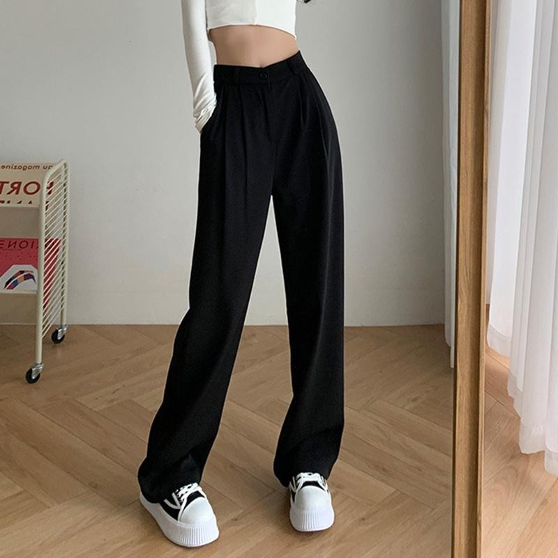 【D.studio】韓版直筒垂墜感寬鬆西裝寬褲 寬褲 褲子 女裝 休閒褲 直筒褲【P130】-細節圖8