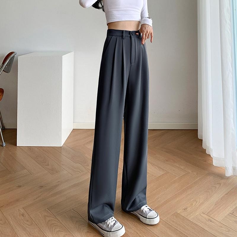 【D.studio】韓版直筒垂墜感寬鬆西裝寬褲 寬褲 褲子 女裝 休閒褲 直筒褲【P130】-細節圖9