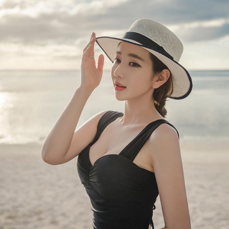 【D.studio】韓版保守小黑裙游泳衣 連身裙 吊帶裙 吊帶褲 女裝【S133】-細節圖2