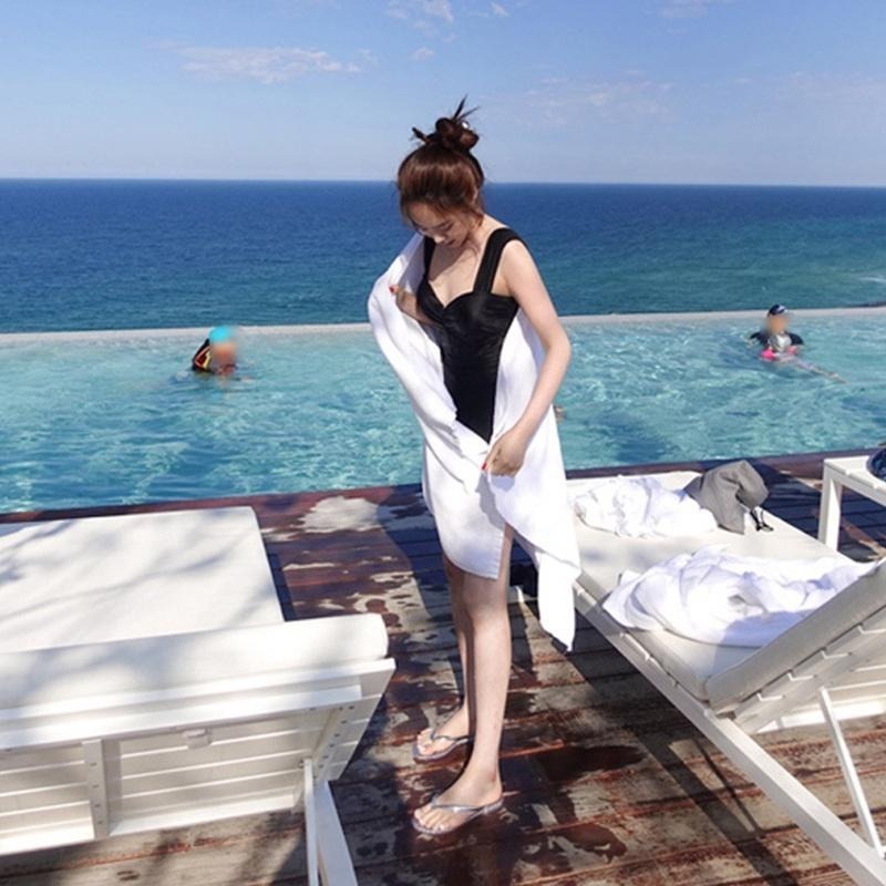 【D.studio】韓版保守小黑裙游泳衣 連身裙 吊帶裙 吊帶褲 女裝【S133】-細節圖8