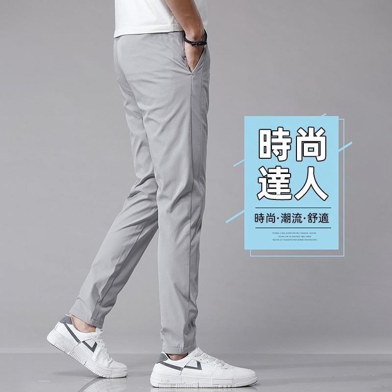 【D.studio】韓版休閒冰絲直筒長褲 寬褲 褲子 男裝【P277】-細節圖2