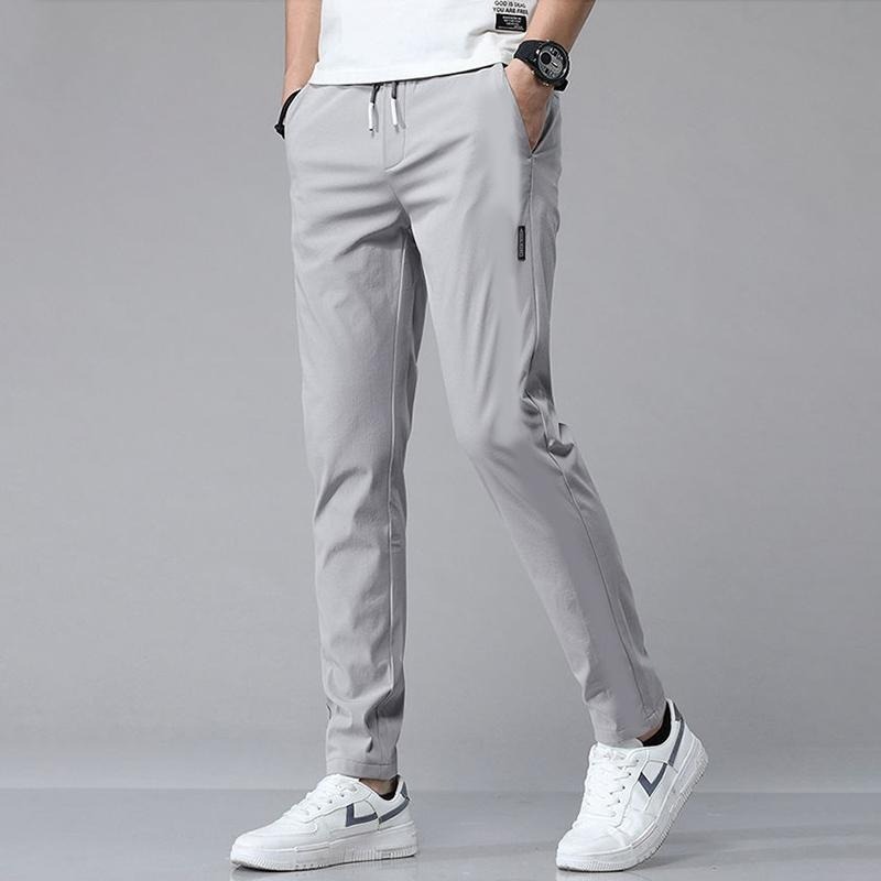 【D.studio】韓版休閒冰絲直筒長褲 寬褲 褲子 男裝【P277】-細節圖8