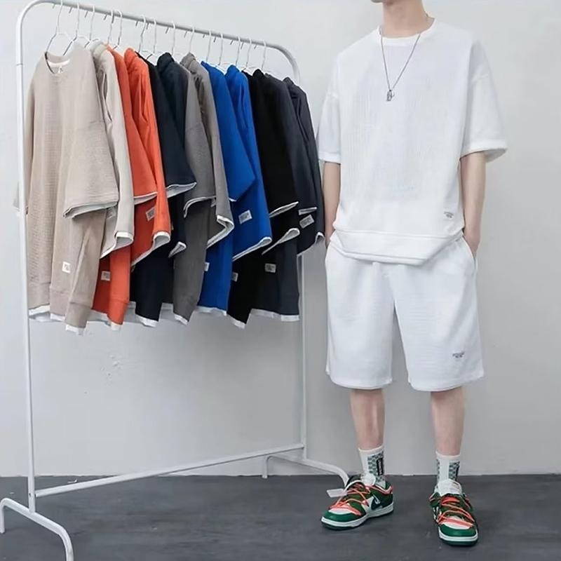 【D.studio】韓版寬鬆休閒運動套裝 短袖上衣+五分短褲 男裝【S262】-細節圖2