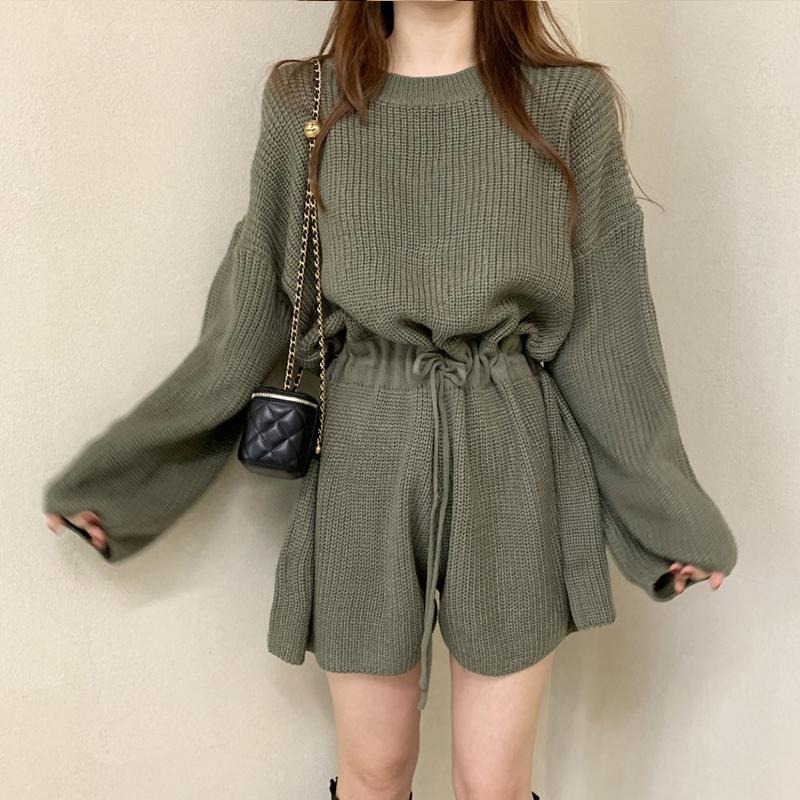 【D.studio】韓版小眾復古圓領收腰顯瘦針織連身褲 女裝 連身裙 吊帶裙 吊帶褲【S291】-細節圖4