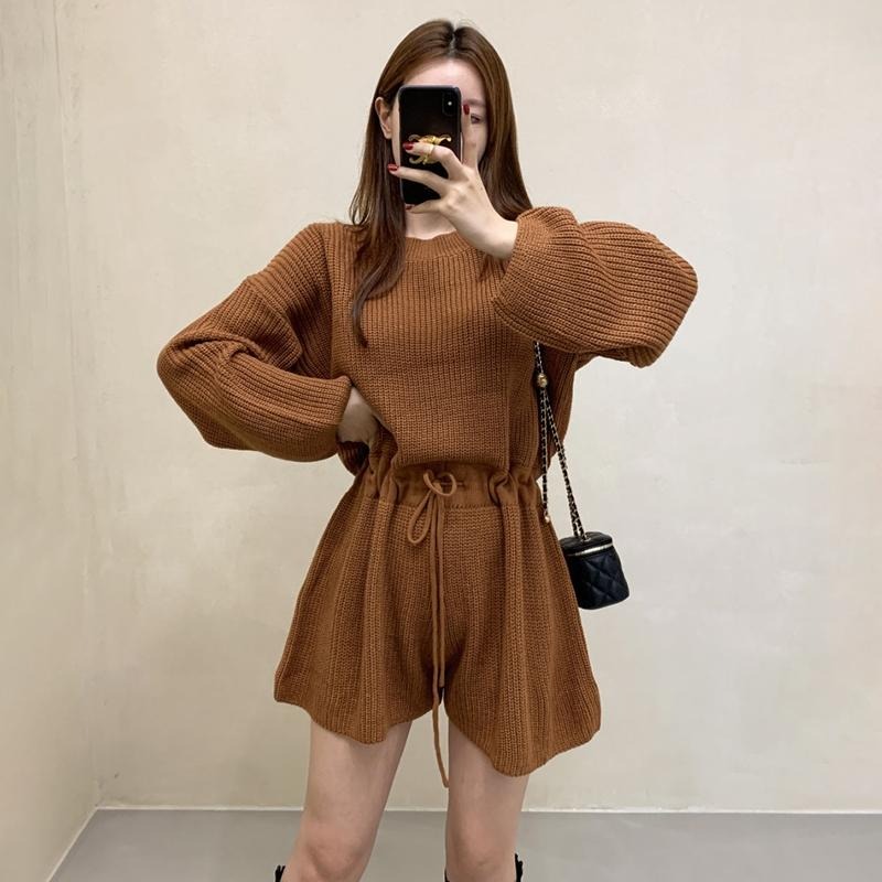 【D.studio】韓版小眾復古圓領收腰顯瘦針織連身褲 女裝 連身裙 吊帶裙 吊帶褲【S291】-細節圖7