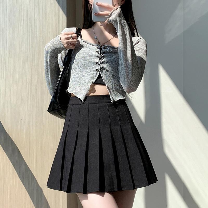 【D.studio】韓版顯瘦修身百褶裙 裙子 褲裙 長裙 女裝【P55】-細節圖3