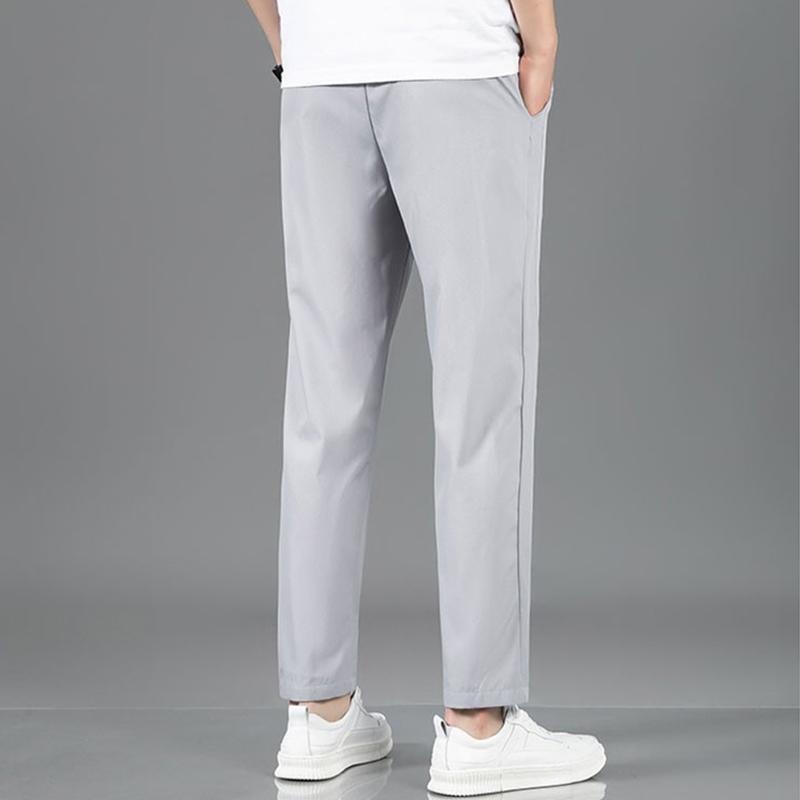 【D.studio】韓版冰絲休閒彈性透氣直筒運動長褲 寬褲 褲子 男裝【P277】-細節圖8