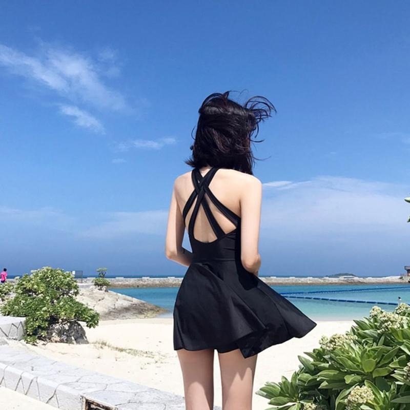 【D.studio】韓版顯瘦露背鏤空百褶裙泳裝 女裝【S133】-細節圖3