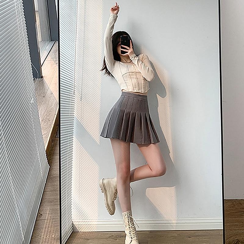 【D.studio】韓版百褶裙短裙 裙子 褲裙 長裙 女裝【P55】-細節圖7