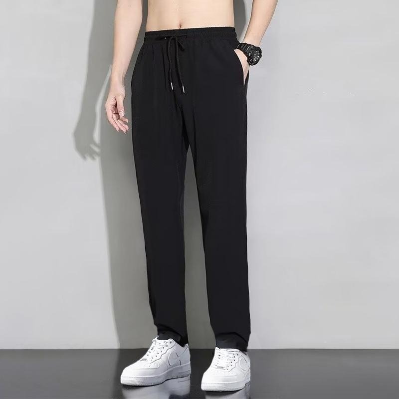 【D.studio】韓版休閒冰絲直筒褲 有大尺碼 寬褲 褲子 男裝【P277】-細節圖2