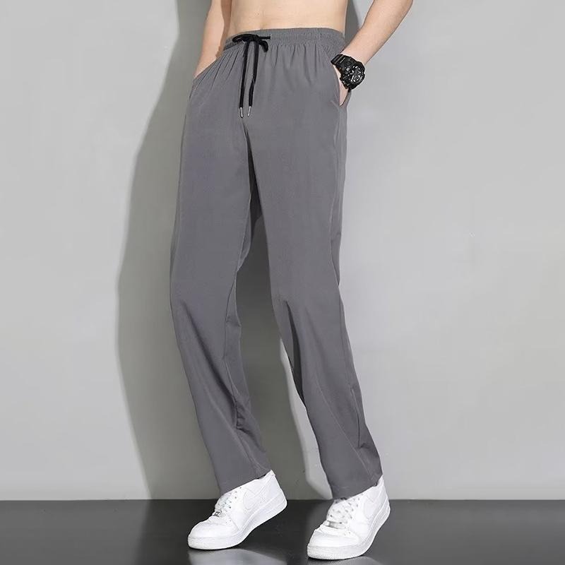 【D.studio】韓版休閒冰絲直筒褲 有大尺碼 寬褲 褲子 男裝【P277】-細節圖3