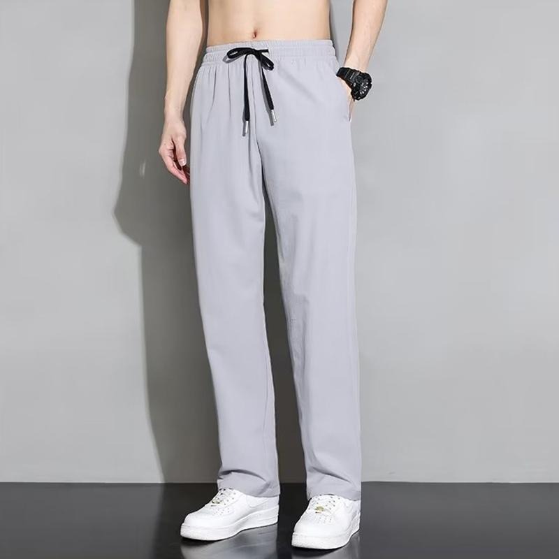 【D.studio】韓版休閒冰絲直筒褲 有大尺碼 寬褲 褲子 男裝【P277】-細節圖4