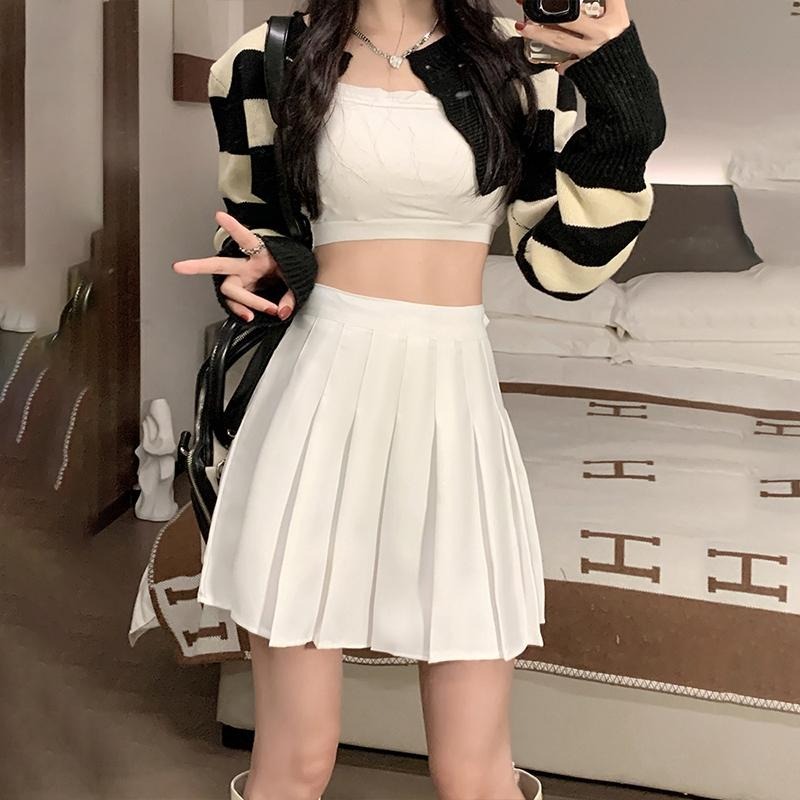 【D.studio】韓版高腰顯瘦百褶裙 裙子 褲裙 長裙 女裝【P55】-細節圖3