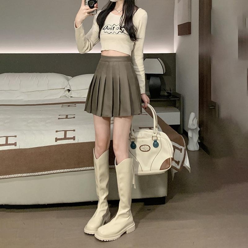 【D.studio】韓版高腰顯瘦百褶裙 裙子 褲裙 長裙 女裝【P55】-細節圖6