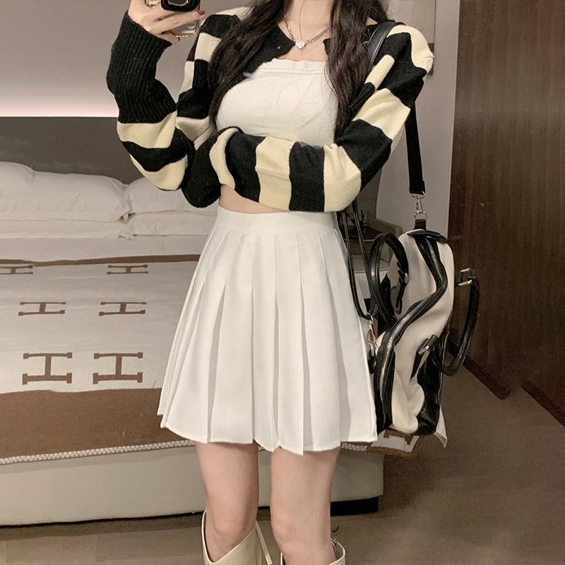 【D.studio】韓版高腰顯瘦百褶裙 裙子 褲裙 長裙 女裝【P55】-細節圖8