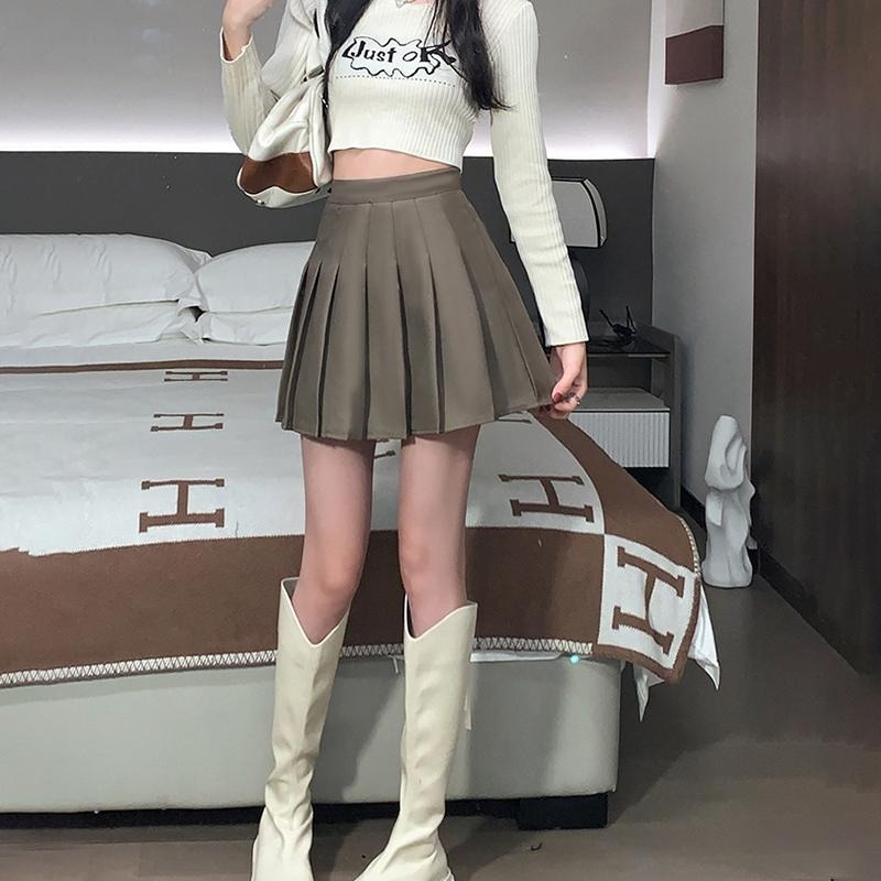 【D.studio】韓版高腰顯瘦百褶裙 裙子 褲裙 長裙 女裝【P55】-細節圖9