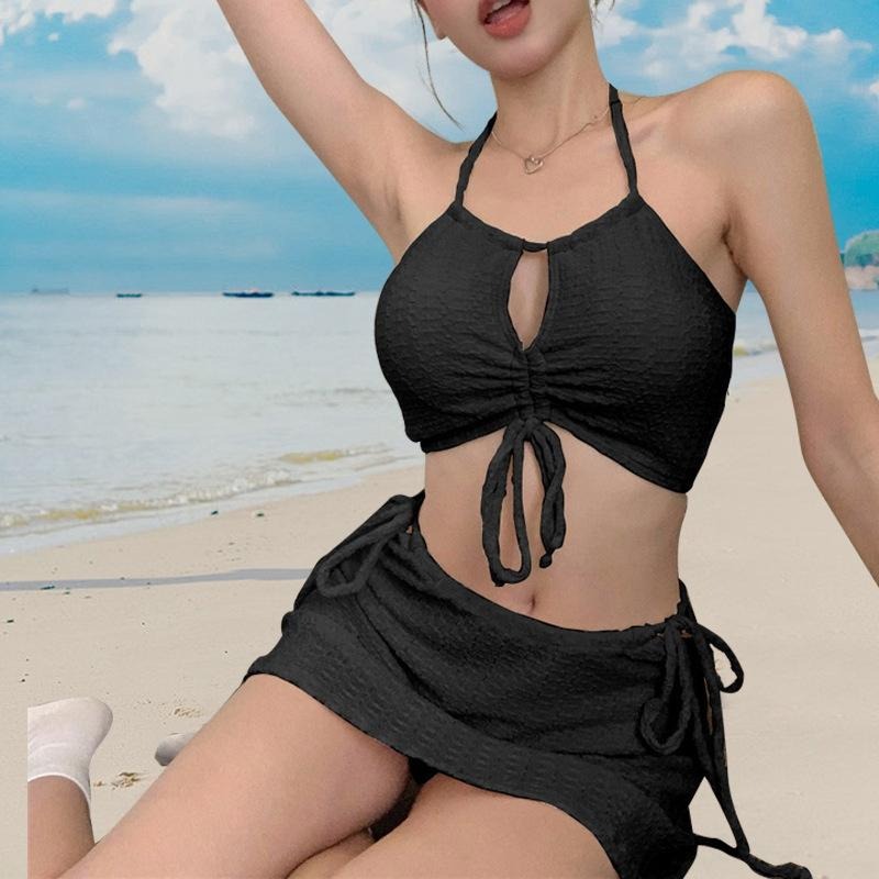 【D.studio】韓版度假風三件式高級感泳裝 帶胸墊 女裝【S133】-細節圖2