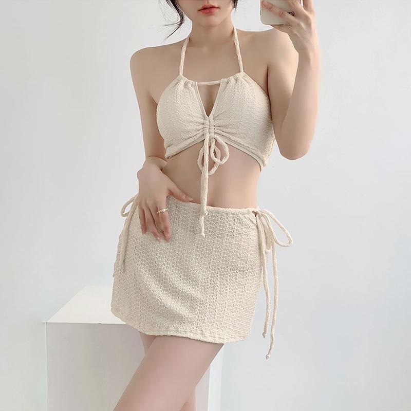 【D.studio】韓版度假風三件式高級感泳裝 帶胸墊 女裝【S133】-細節圖5