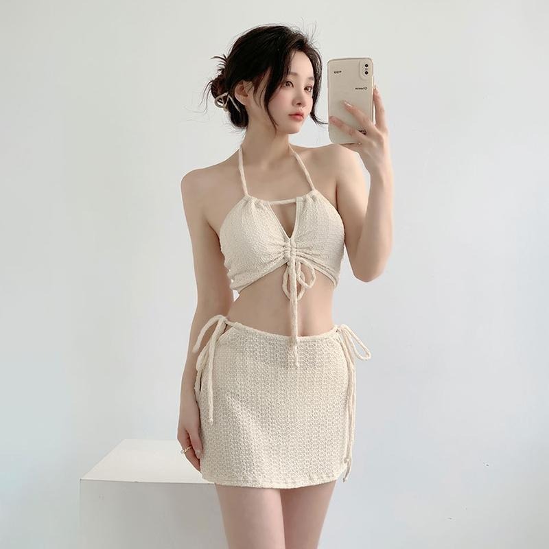 【D.studio】韓版度假風三件式高級感泳裝 帶胸墊 女裝【S133】-細節圖8