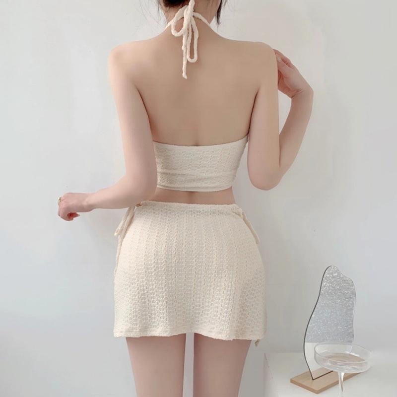 【D.studio】韓版度假風三件式高級感泳裝 帶胸墊 女裝【S133】-細節圖9