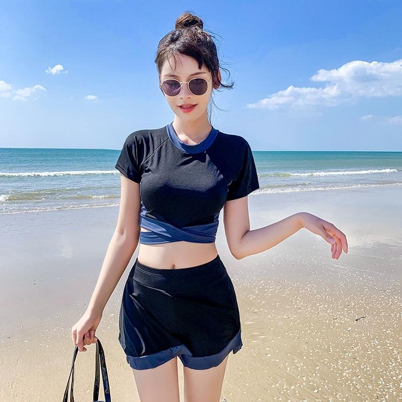 【D.studio】韓版修身顯瘦運動風泳衣 帶胸墊 連身裙 吊帶裙 吊帶褲 女裝【S133】-細節圖3