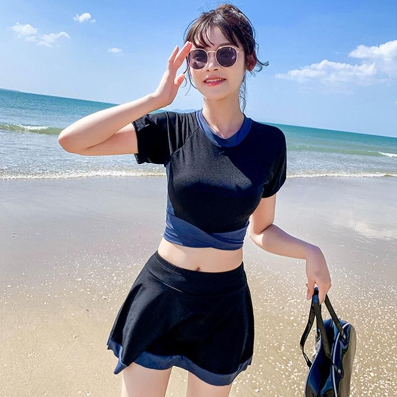 【D.studio】韓版修身顯瘦運動風泳衣 帶胸墊 連身裙 吊帶裙 吊帶褲 女裝【S133】-細節圖4