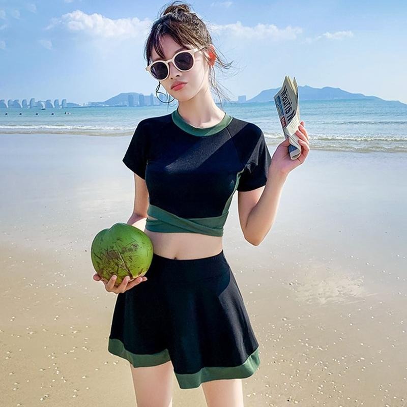 【D.studio】韓版修身顯瘦運動風泳衣 帶胸墊 連身裙 吊帶裙 吊帶褲 女裝【S133】-細節圖5