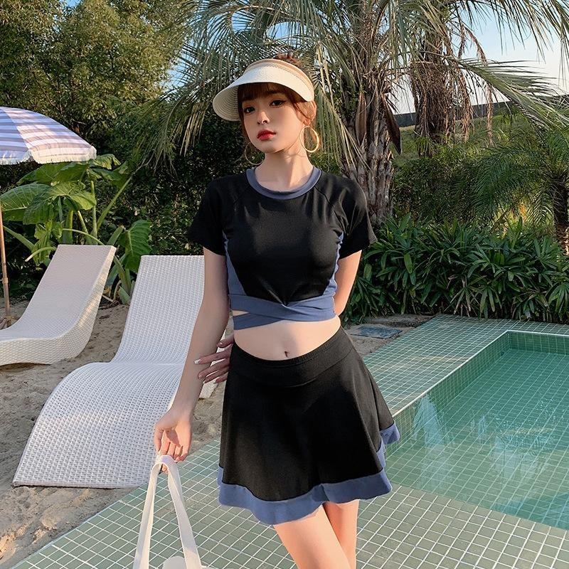 【D.studio】韓版修身顯瘦運動風泳衣 帶胸墊 連身裙 吊帶裙 吊帶褲 女裝【S133】-細節圖6