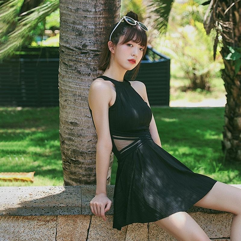 【D.studio】韓版露背百褶裙連身裙泳裝 帶胸墊 吊帶裙 吊帶褲 女裝【S133】-細節圖7