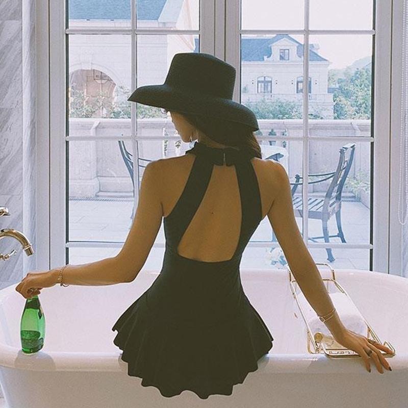 【D.studio】韓版氣質露背百褶裙連身泳衣【S133】-細節圖6