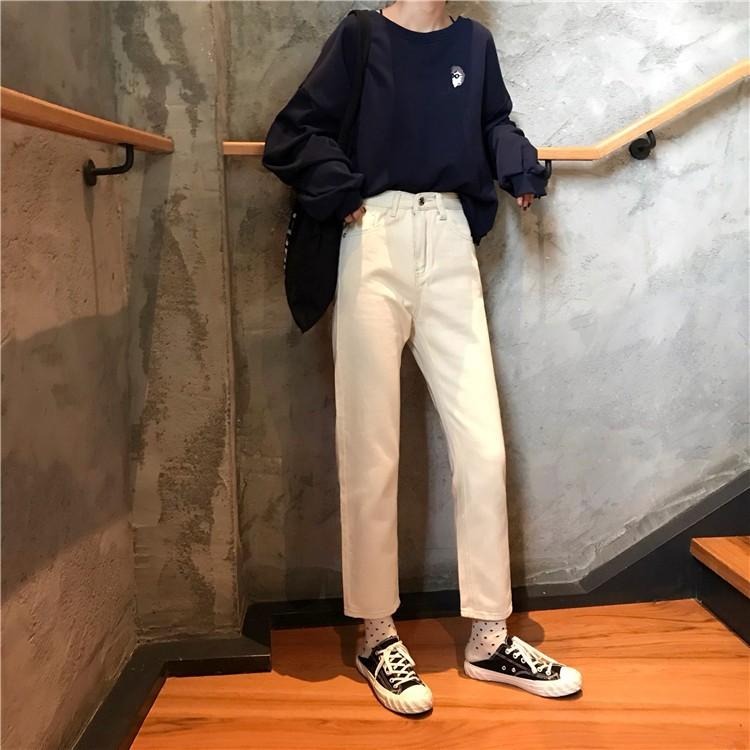 【D.studio】韓版復古寬鬆直筒高腰牛仔褲 寬褲 褲子 女裝 高腰褲 牛仔褲【P102】-細節圖4