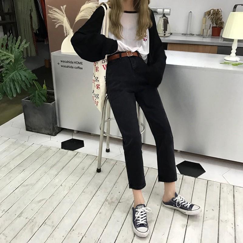 【D.studio】韓版復古寬鬆直筒高腰牛仔褲 寬褲 褲子 女裝 高腰褲 牛仔褲【P102】-細節圖6